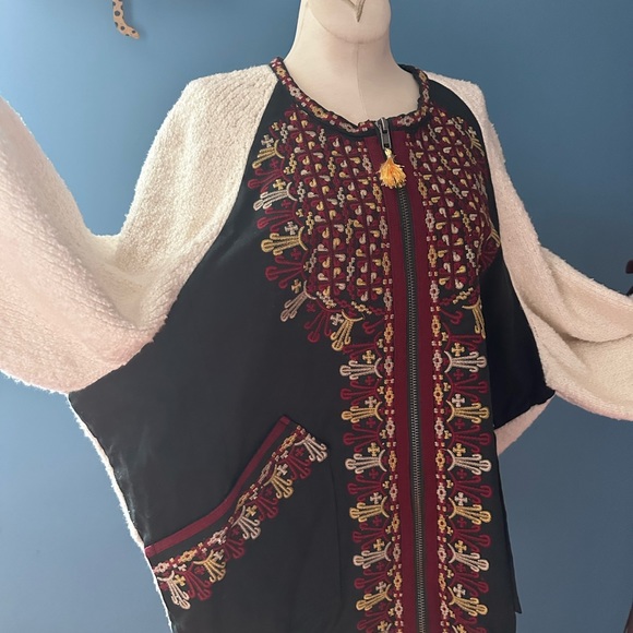 Free People Embroidered Zip Up Sweater - Picture 2 of 4